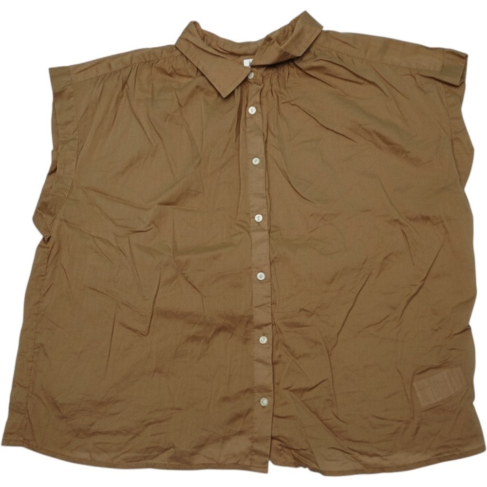 GAP Sleeveless Button Down Shirt L Brown Cotton Earthy Minimalist Summer Z953